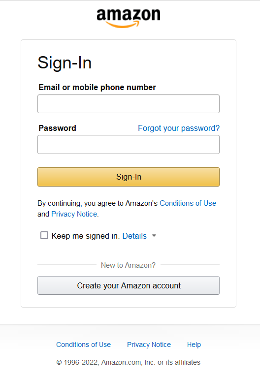 Sign in on Amazon only
