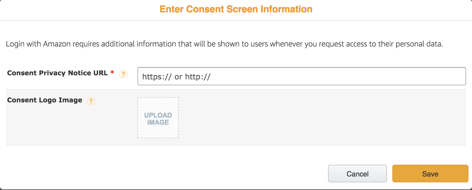 Amazon example: consent privacy notice and logo